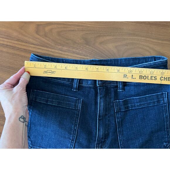 Quince Bella Stretch Patch Pocket Wide Leg Jeans High Rise Crop 27 - Picture 6 of 9